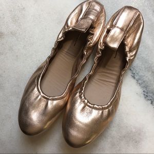 Anthropologie Rose-gold Leather Ballet Flats